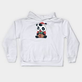 cute panda santa christmas Kids Hoodie